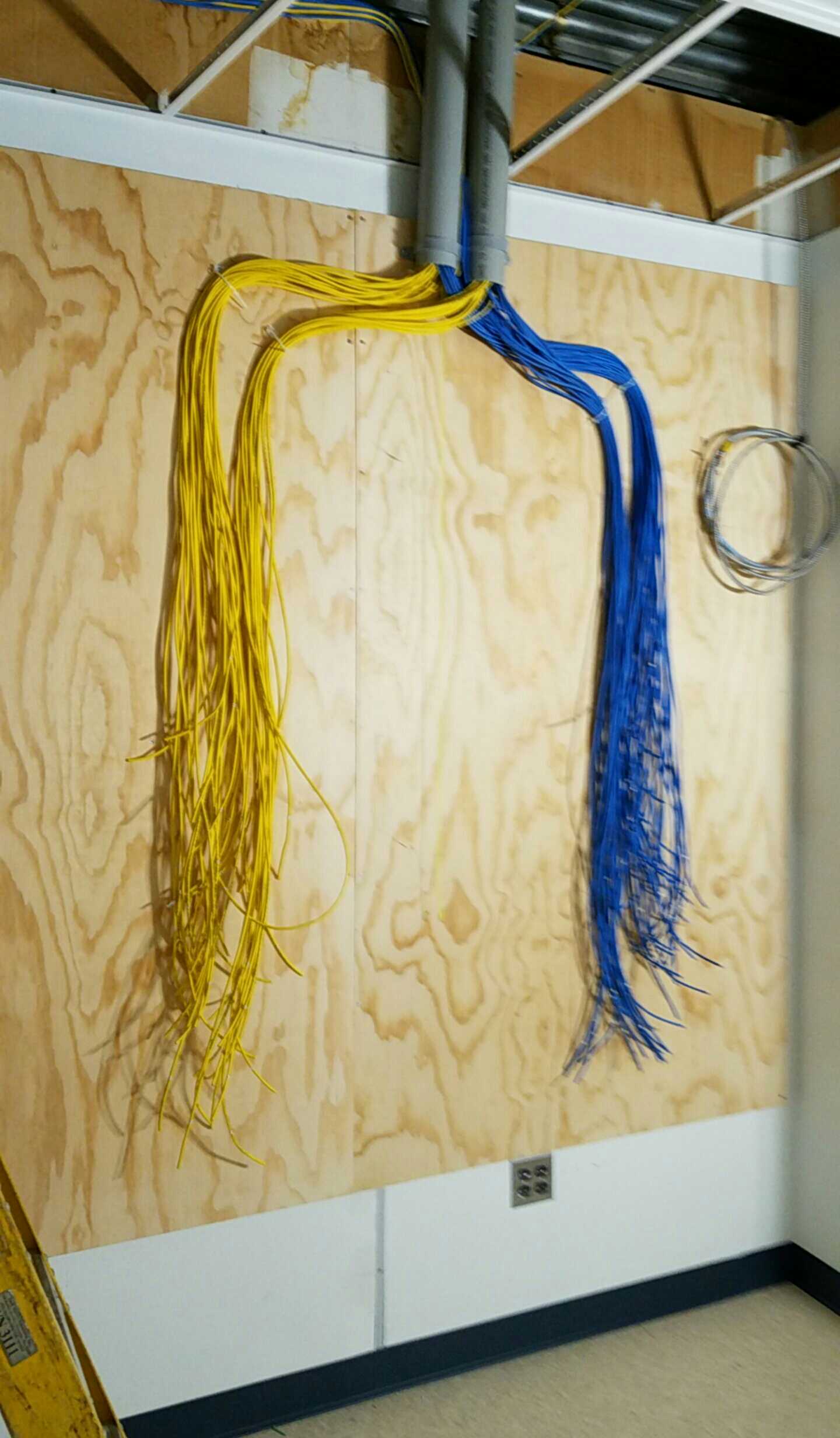 NetWerks structured cabling — voice and data cable fan-out preparing for termination