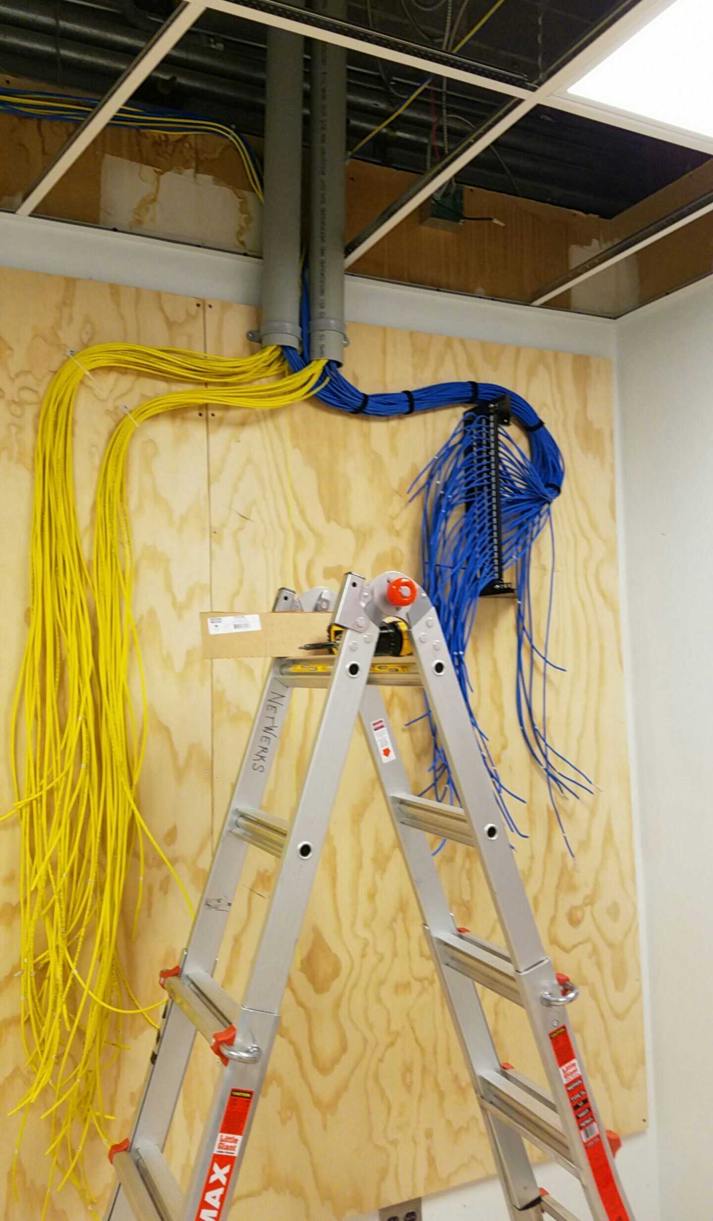 NetWerks structured cabling — data cable terminations in progress