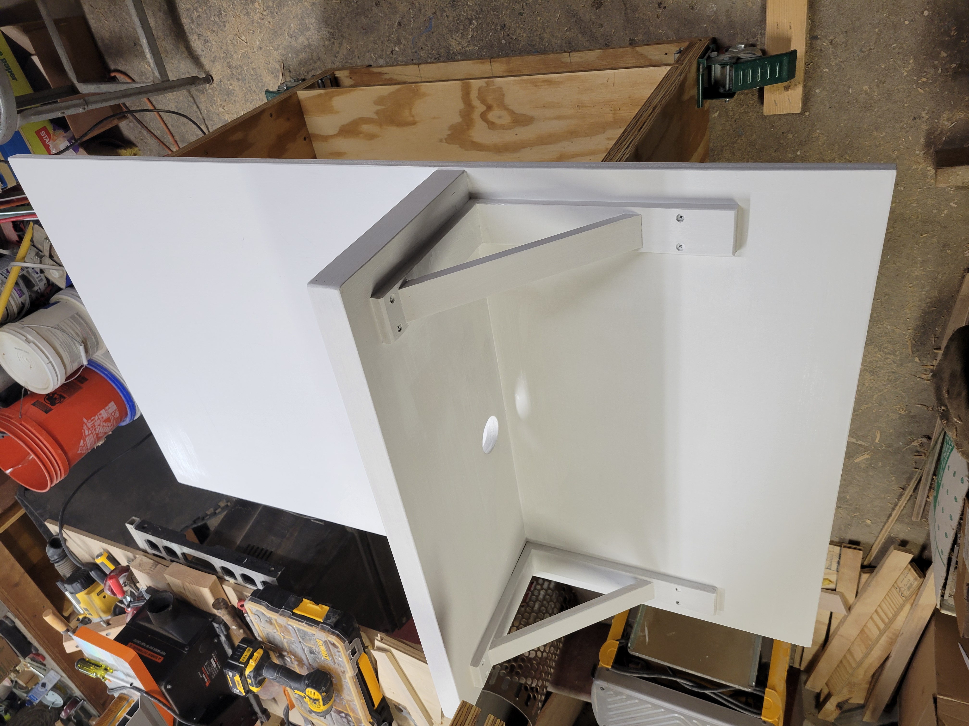 Custom IT shelving unit being built in NetWerks home wood shop